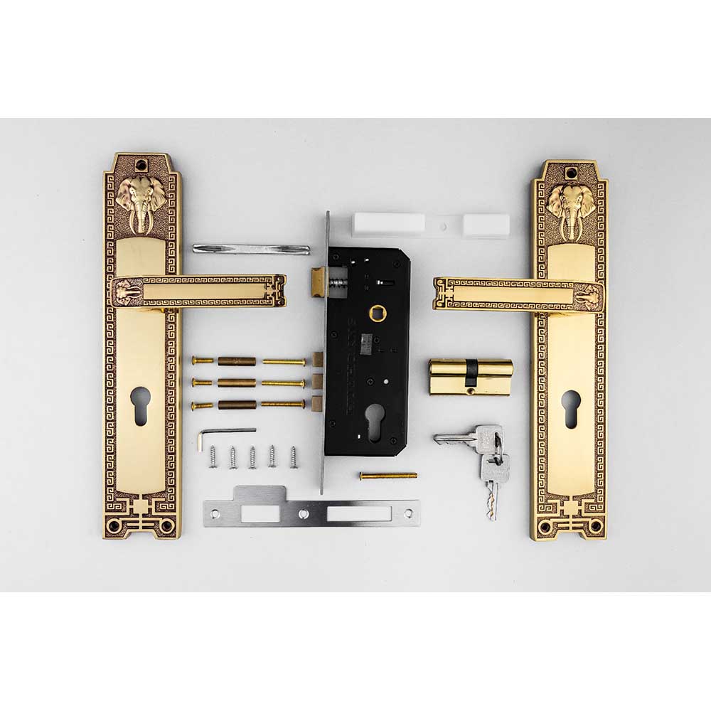 Khóa cửa gỗ đại đồng thau HC8528D dài 330 - Ảnh 4