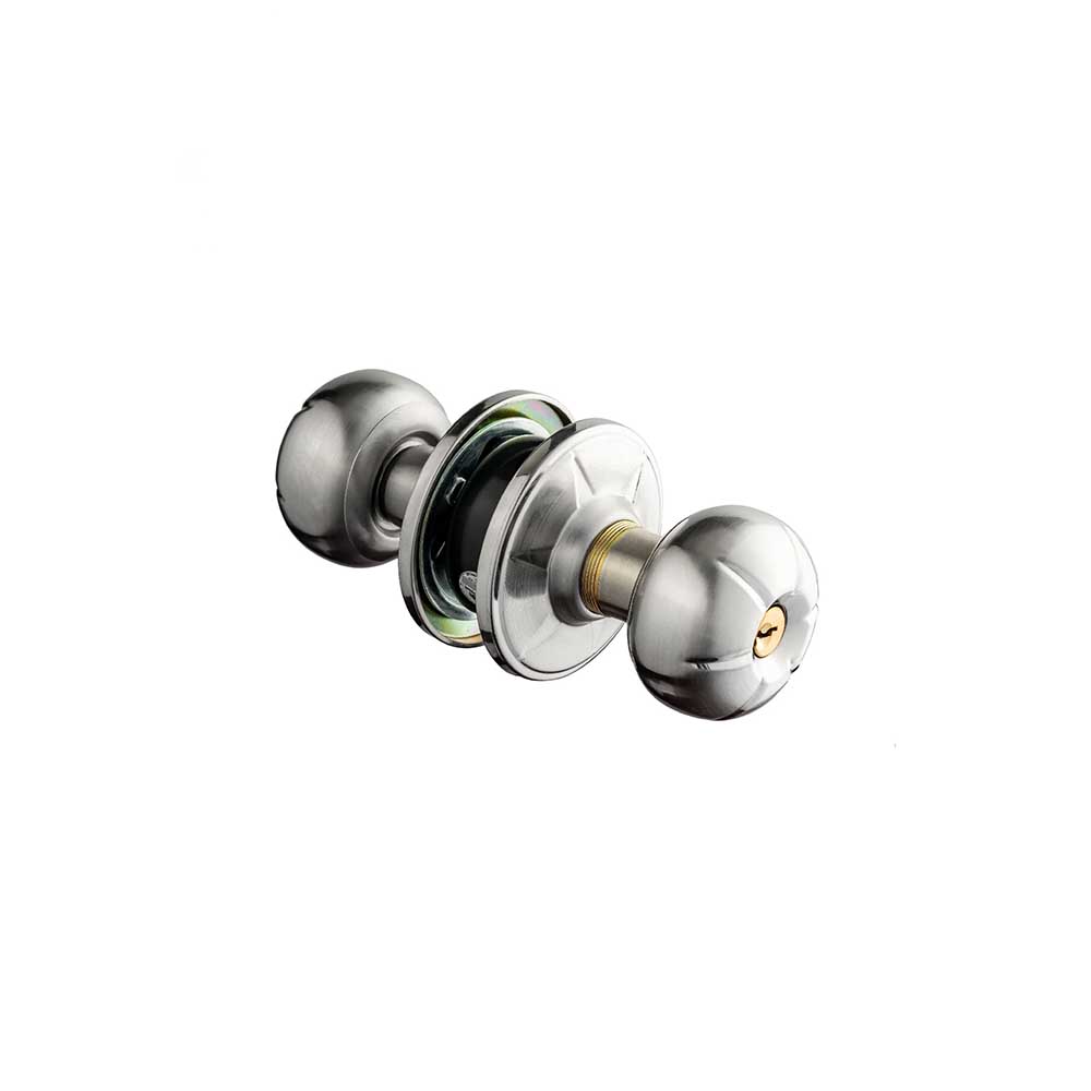 Khóa tay nắm tròn thép + inox 304, ổ chìa bằng đồng - Ảnh 2