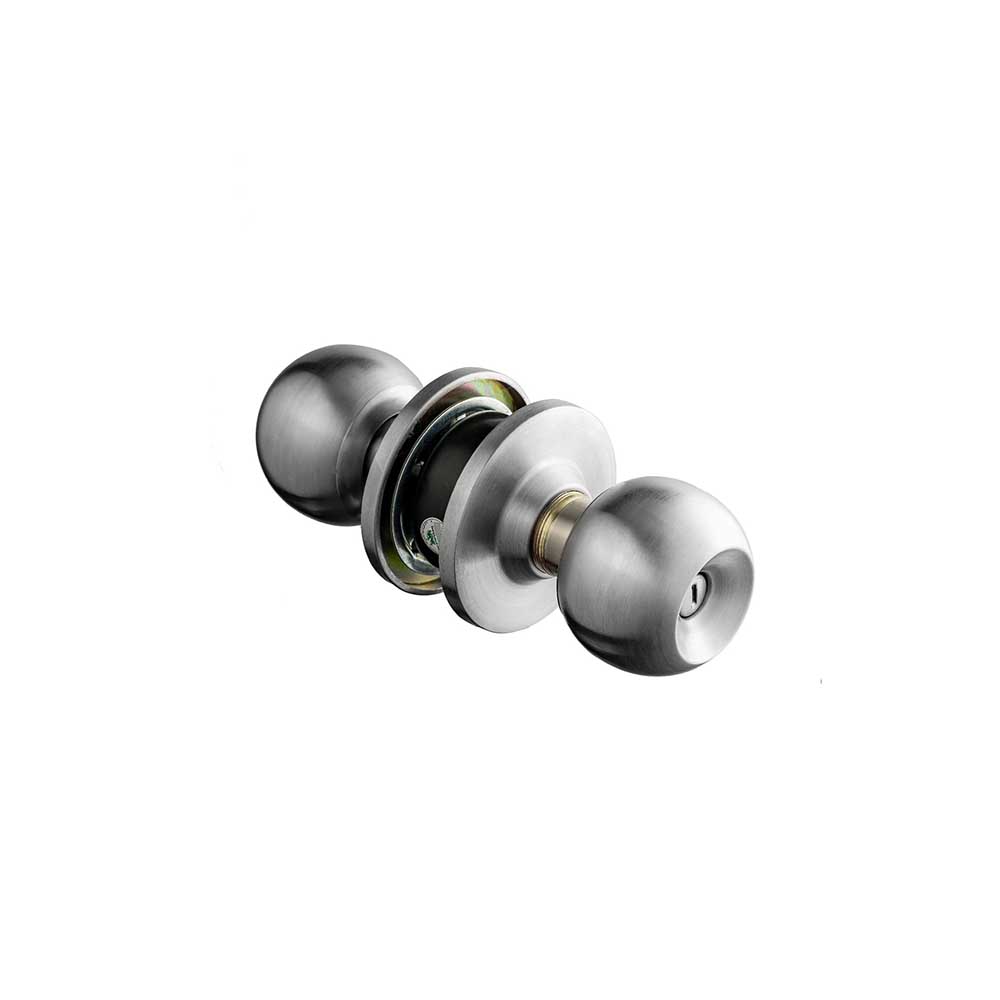 Khóa tay nắm tròn thép + inox 304, ổ chìa bằng đồng thau - Ảnh 2