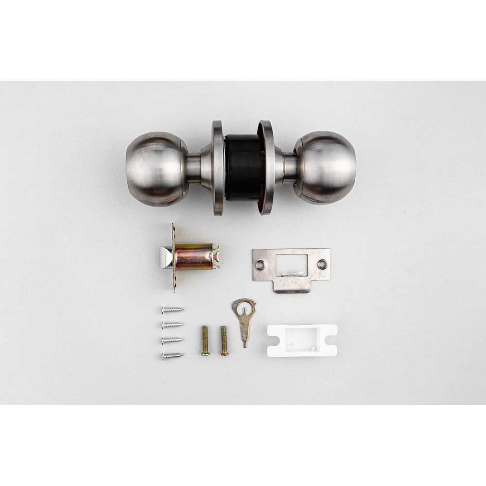 Khóa tay nắm tròn thép + inox 304, ổ chìa bằng đồng thau - Ảnh 5