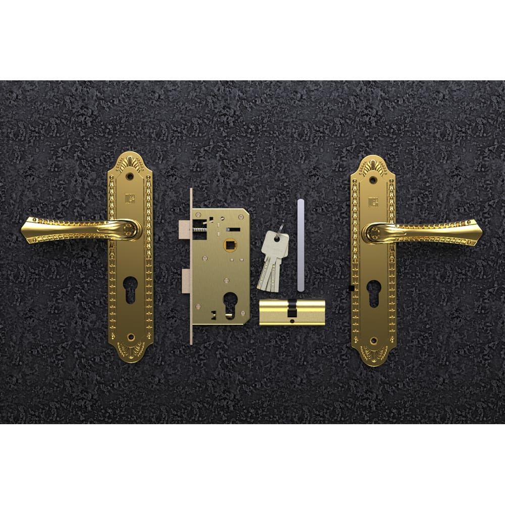 Bộ khóa tay nắm đồng thau HCP 5861 Gold dài 230 - Ảnh 3