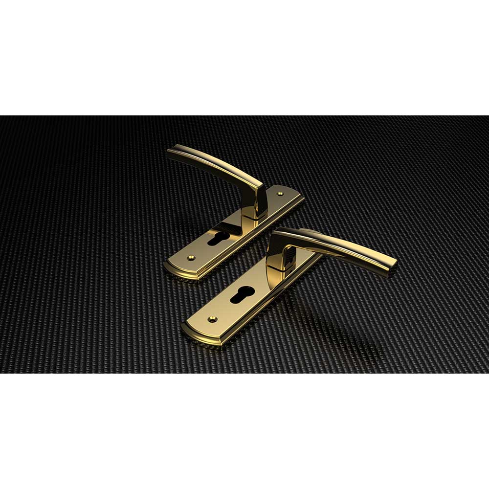 Bộ khóa tay nắm đồng thau HC 5868 PVD Gold dài 260 - Ảnh 3