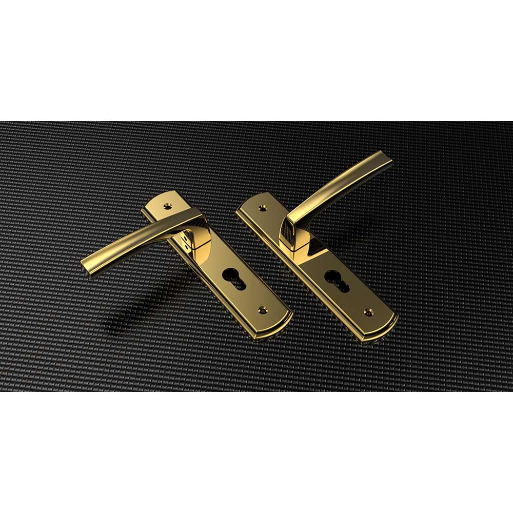 Bộ khóa tay nắm đồng thau HC 5868 PVD Gold dài 260 - Ảnh 4