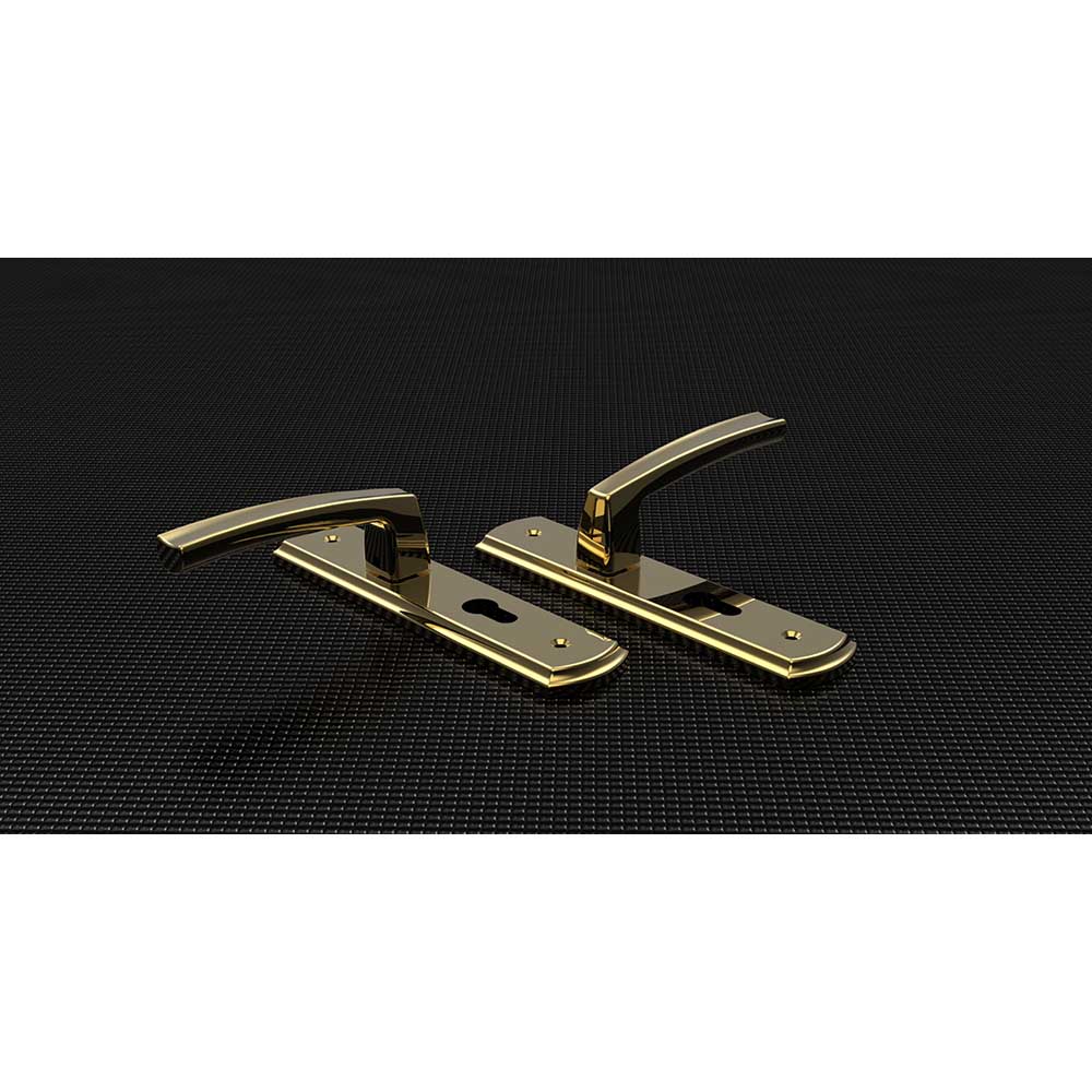 Bộ khóa tay nắm đồng thau HC 5868 PVD Gold dài 260 - Ảnh 5
