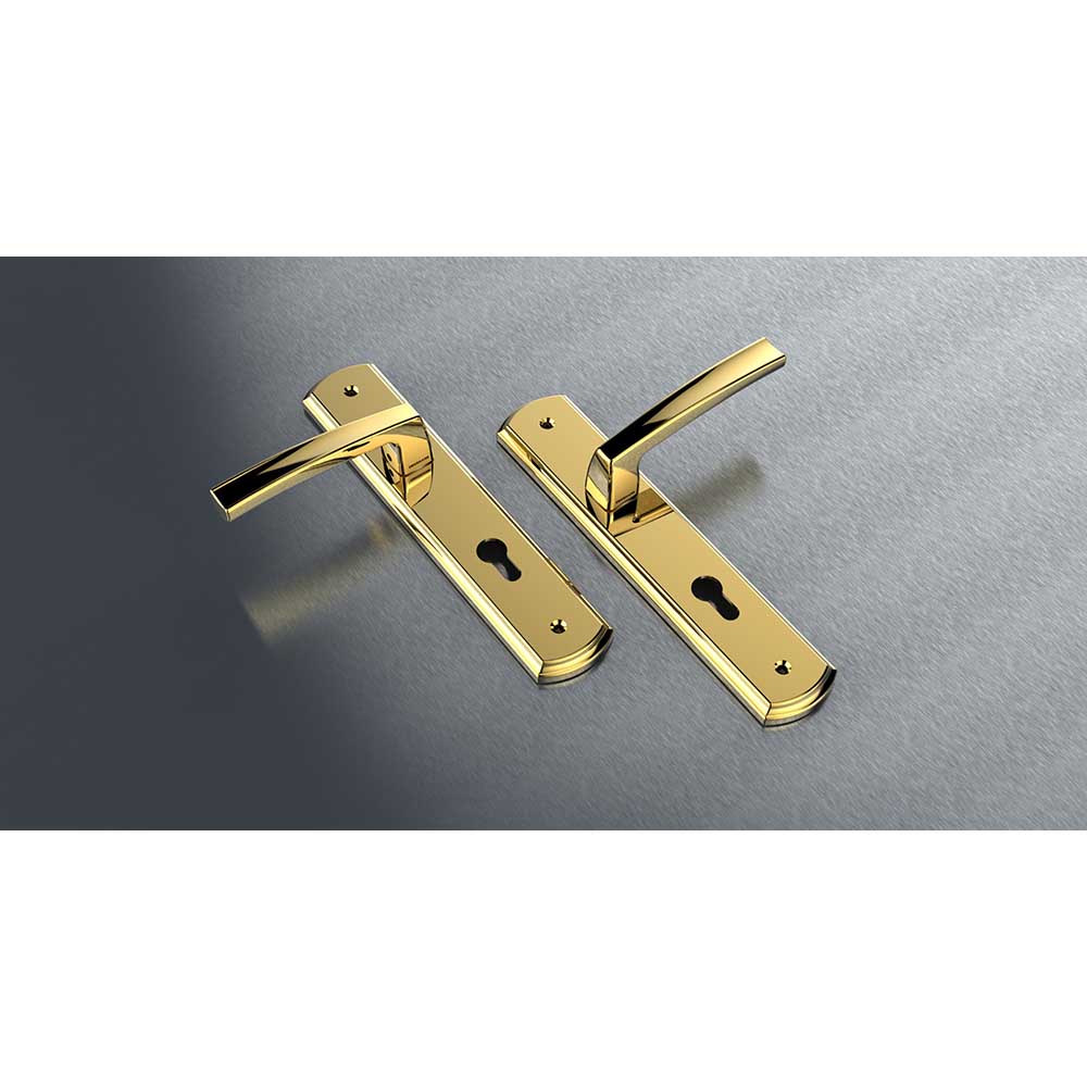 Bộ khóa tay nắm đồng thau HC 8568 PVD Gold dài 260 - Ảnh 2