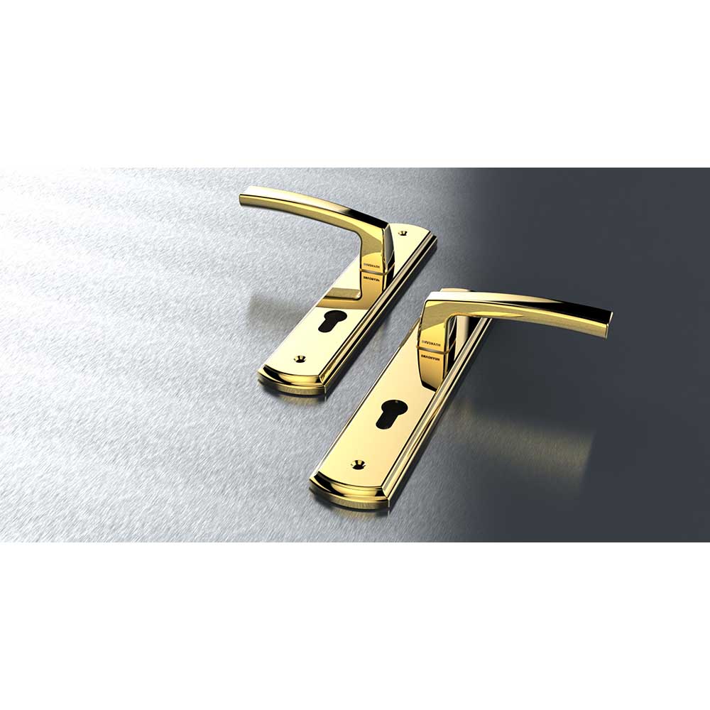 Bộ khóa tay nắm đồng thau HC 8568 PVD Gold dài 260 - Ảnh 3