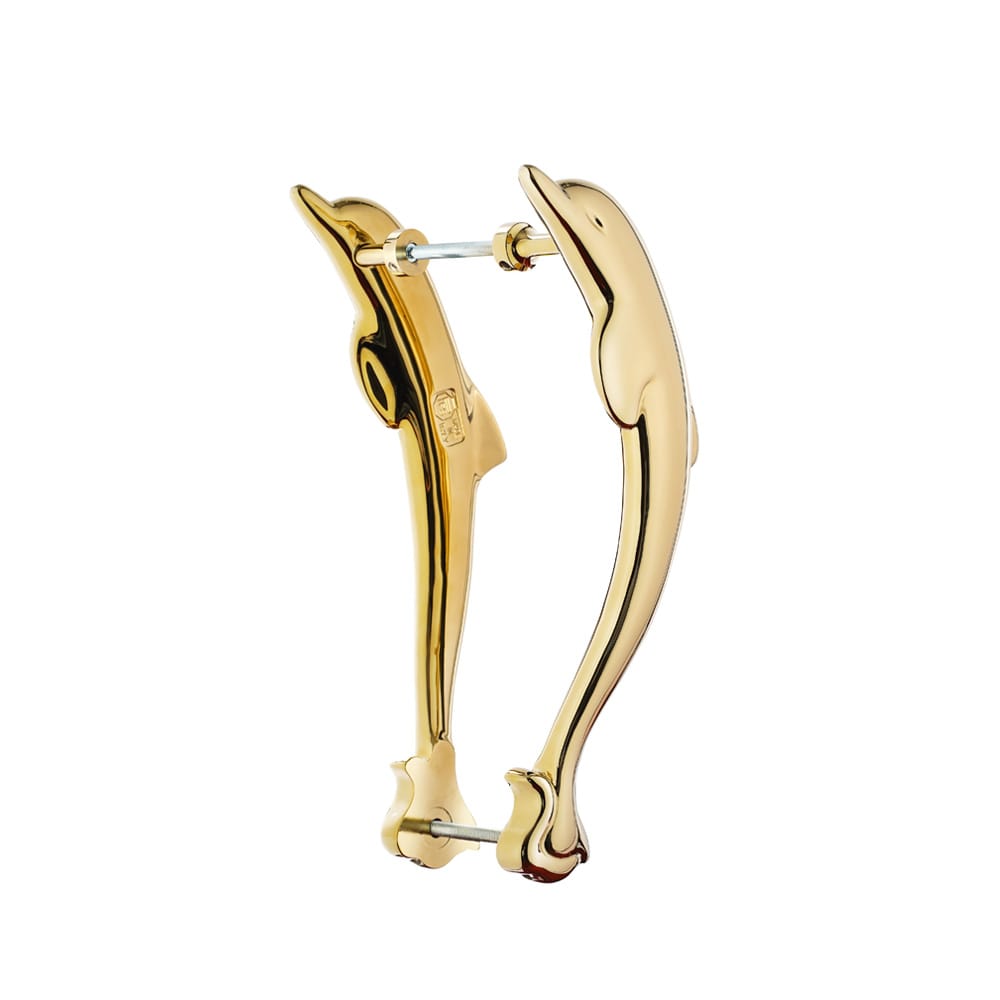 Tay nắm cửa gỗ đại sảnh đồng thau DOLPHIN PVD Gold dài 368 - Ảnh 2