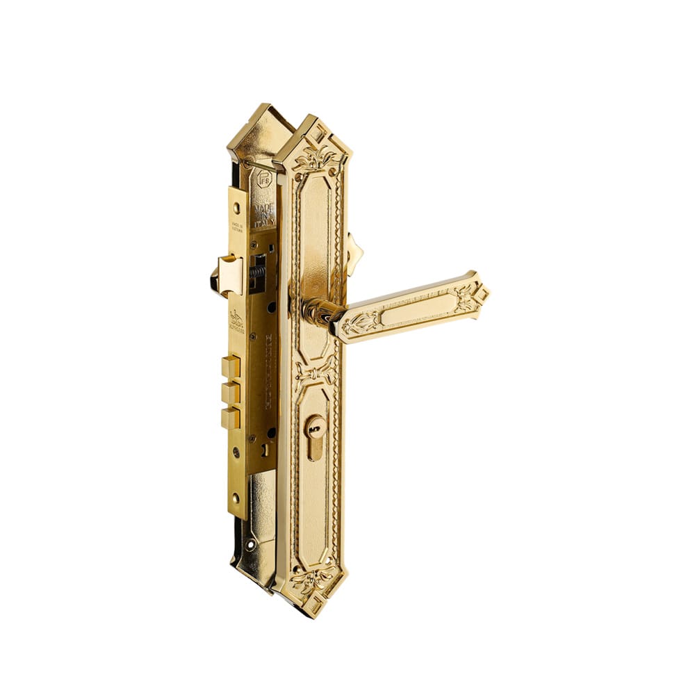 Khóa cửa gỗ đại đồng thau HC85 KING PVD Gold dài 370 - Ảnh 2