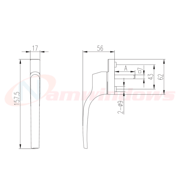 Tay nắm cửa sổ đa điểm GQ ASSA ABLOY màu đen - Ảnh 2