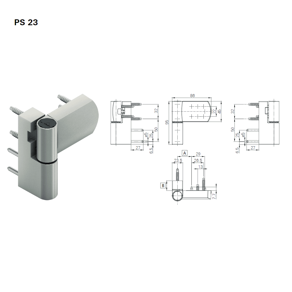 Bản lề 3D Roto PS23 80kg cửa nhựa lõi thép uPVC - Ảnh 4