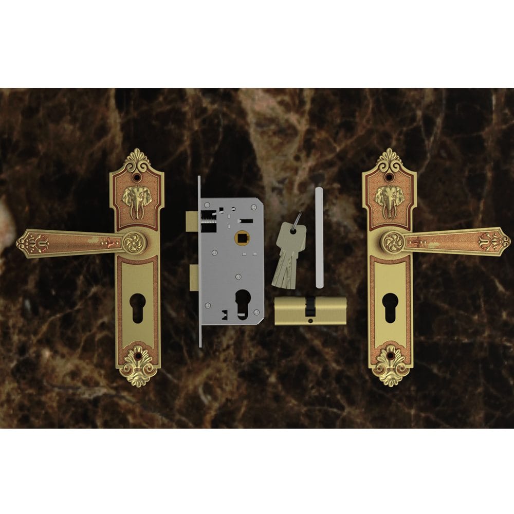 Bộ khóa tay nắm đồng thau HC 5862 dài 240 - Ảnh 3