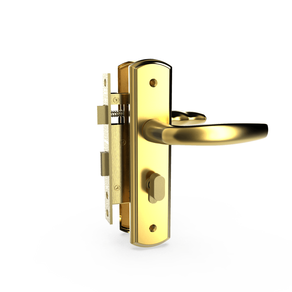 Bộ khóa tay nắm đồng thau HC 5866 PVD Gold dài 210 - Ảnh 2