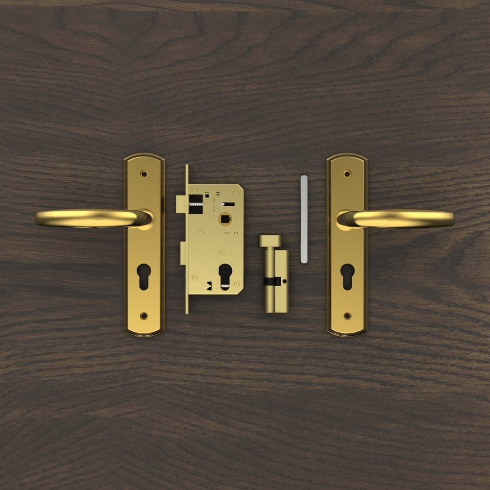 Bộ khóa tay nắm đồng thau HC 5866 PVD Gold dài 210 - Ảnh 5