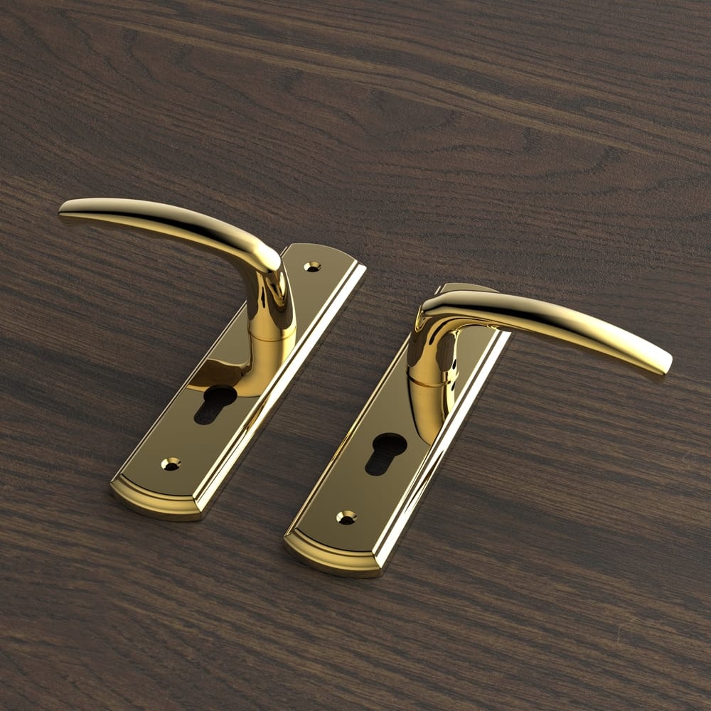 Bộ khóa tay nắm đồng thau HC 5866 PVD Gold dài 210 - Ảnh 3