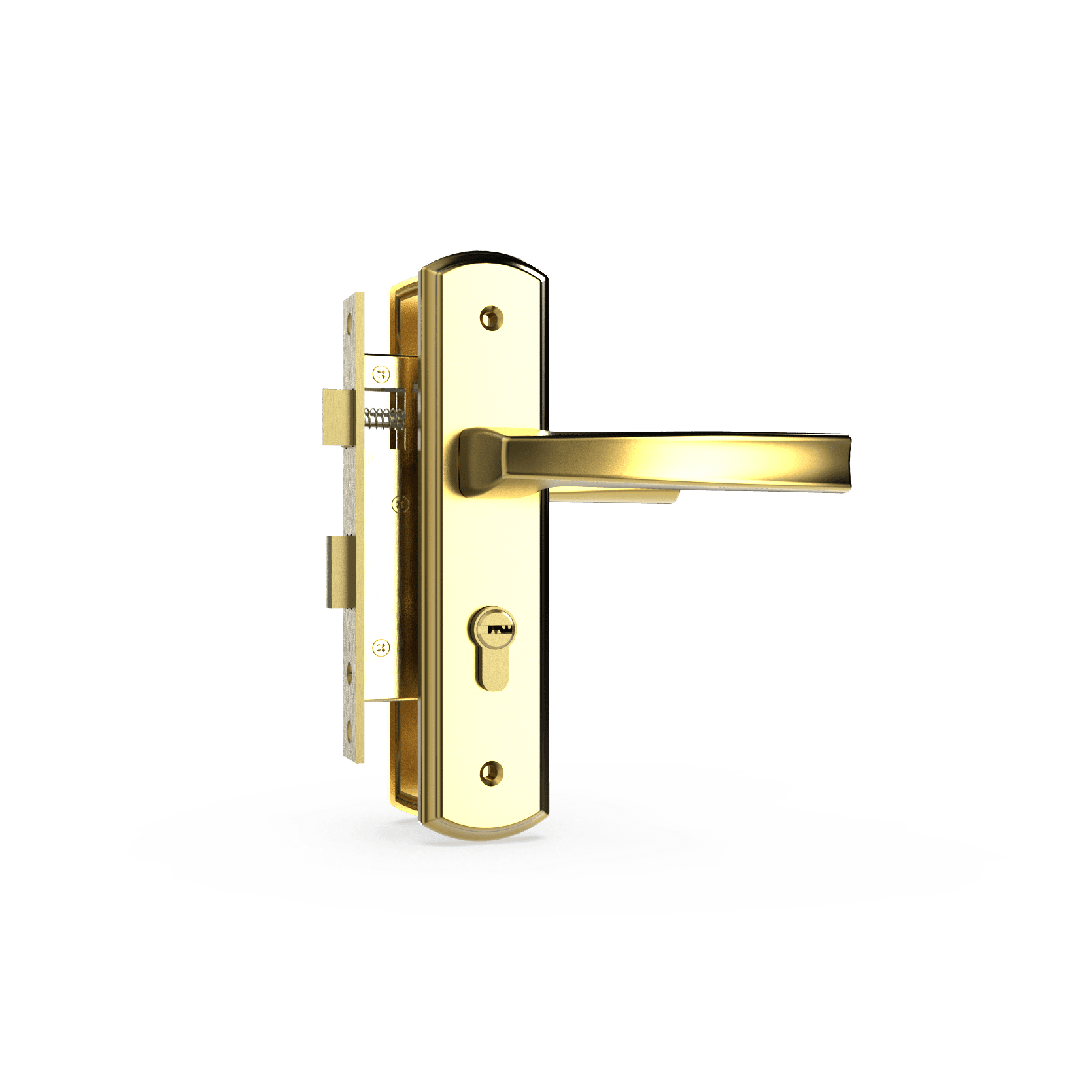 Bộ khóa tay nắm đồng thau HC 5868 PVD Gold dài 260 - Ảnh 2