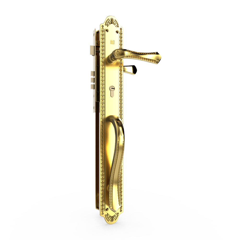 Khóa cửa gỗ đại sảnh đồng thau HC8561 PVD Gold dài 594 - Ảnh 2