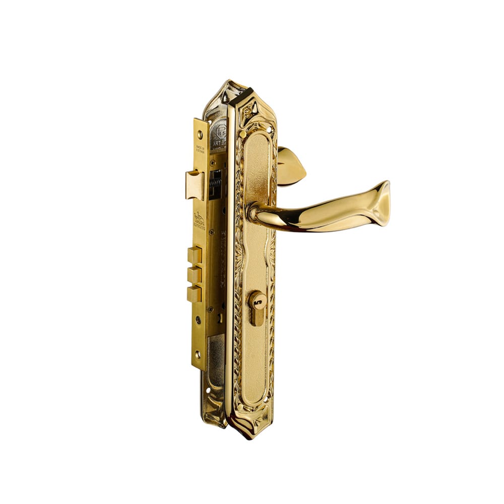 Khóa cửa gỗ đại đồng thau HC85 QUEEN PVD Gold dài 370 - Ảnh 2
