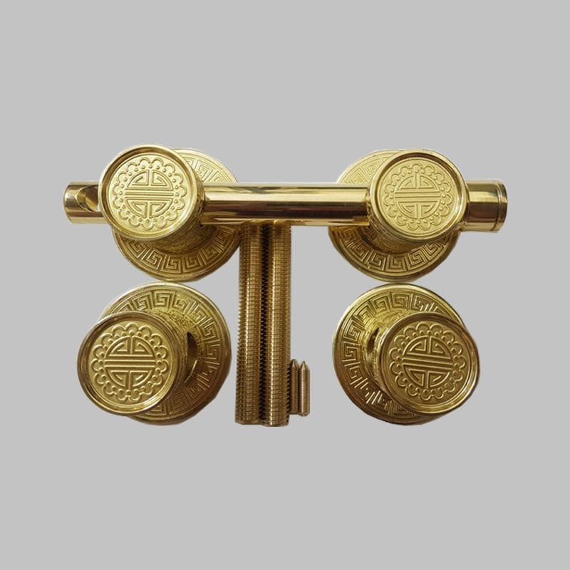 Bộ trùy hoa văn bằng đồng thau màu Gold trung và đại - Ảnh 2