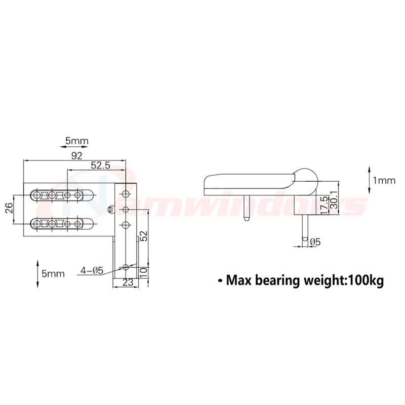 Bản lề 3D GQ 10560 90kg cửa nhựa lõi thép uPVC - Ảnh 2