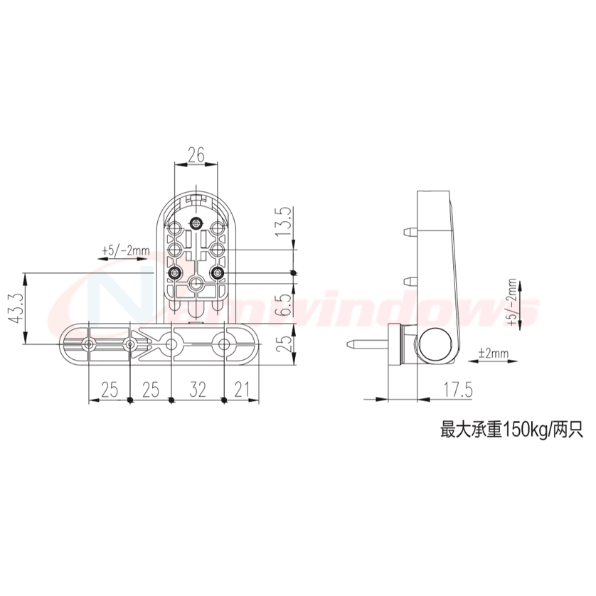 Bản Lề 3D GQ 10570D 120kg màu đen cửa nhựa lõi thép uPVC - Ảnh 2
